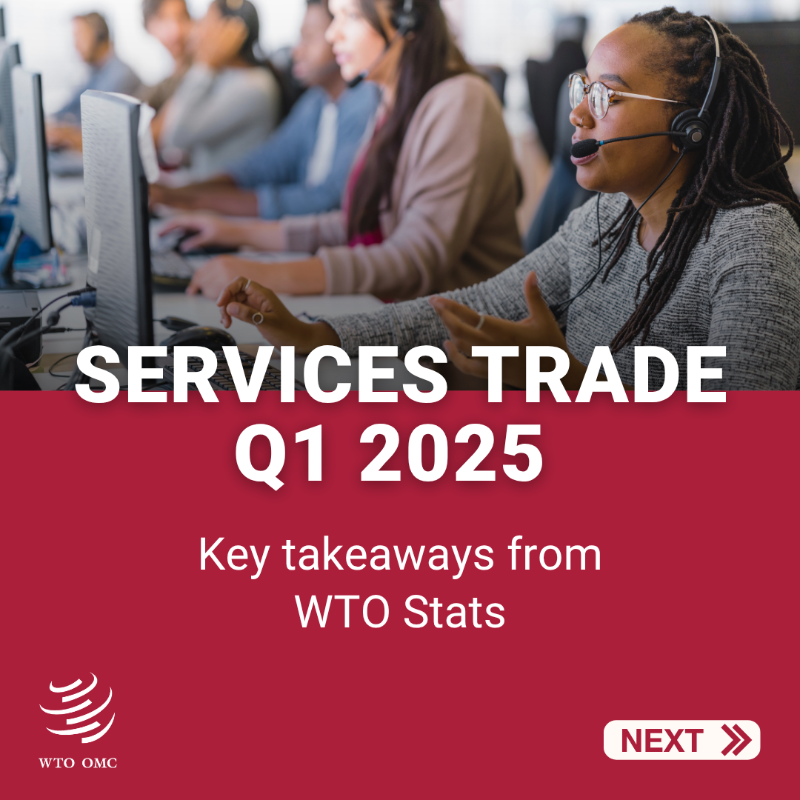 wto's tweet photo. First quarter data for global trade in services is available on #WTOStats. 🔗 https://t.co/i2xfYp8bUv