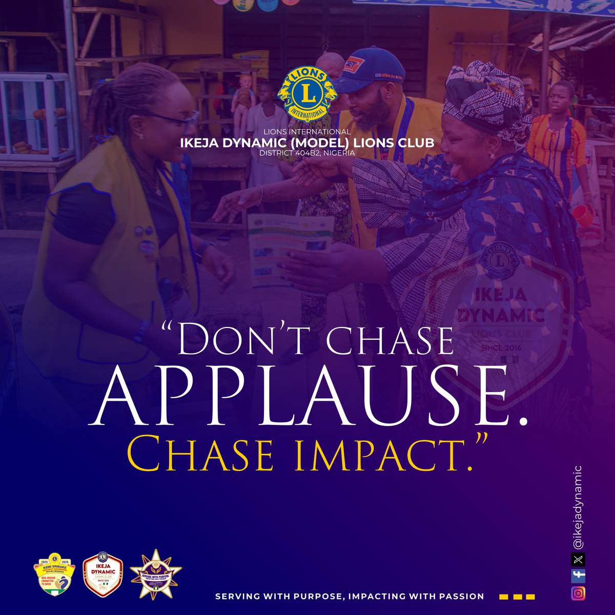 ikejadynamic's tweet photo. Chase impact, not claps.
Purpose >>> popularity.
#MondayMotivation #LionsLead

@lionsclubs @District404B2Ng https://t.co/6Yzay82sjd