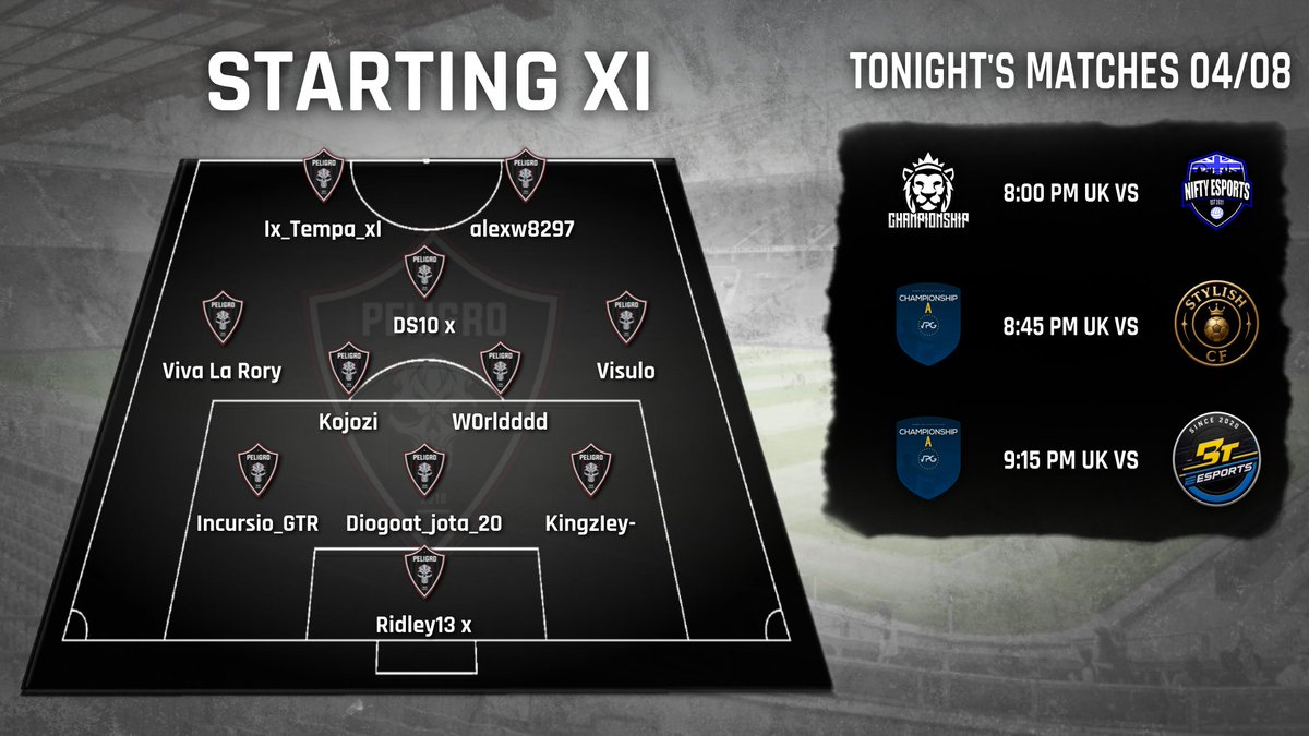 Peligro (@peligro_esports) on Twitter photo As we move to the 2nd week of our VPG summer league season, we have 3 games to see if we can continue the good form we ended last week with! <a href="/OfficialVPG/">Virtual Pro Gaming</a> <a href="/VPGUK/">VPG United Kingdom</a> <a href="/VPGEurope/">Virtual Pro Gaming | Europe</a>
UK 8:00 - <a href="/NiftyVpg/">VPG Nifty Esports</a>
EU 8:45 - <a href="/StylishCf/">StylishCF</a>
EU 9:15 - <a href="/BTeSports2020/">BTeSports</a> As we move to the 2nd week of our VPG summer league season, we have 3 games to see if we can continue the good form we ended last week with! <a href="/OfficialVPG/">Virtual Pro Gaming</a> <a href="/VPGUK/">VPG United Kingdom</a> <a href="/VPGEurope/">Virtual Pro Gaming | Europe</a>
UK 8:00 - <a href="/NiftyVpg/">VPG Nifty Esports</a>
EU 8:45 - <a href="/StylishCf/">StylishCF</a>
EU 9:15 - <a href="/BTeSports2020/">BTeSports</a>