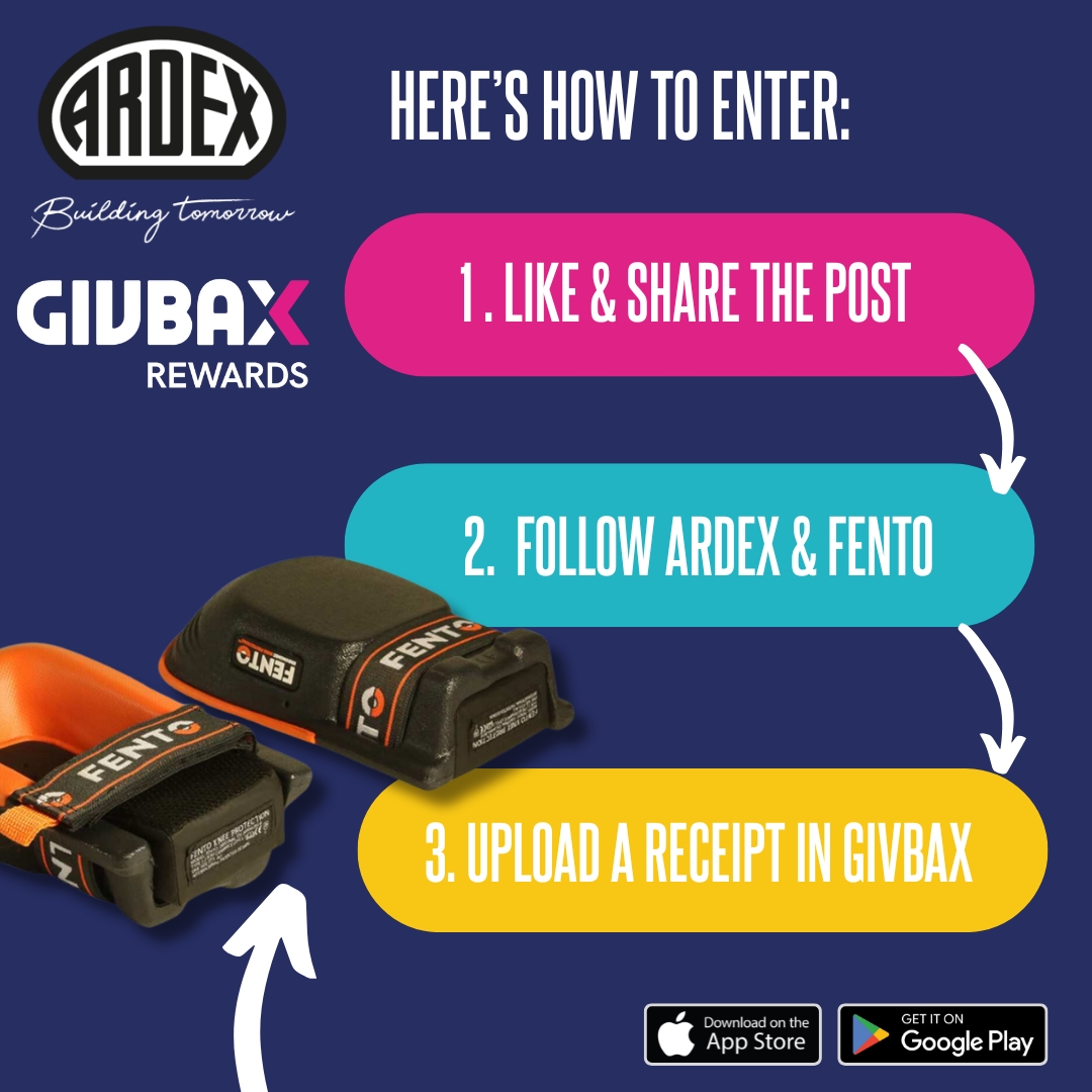 🎉 COMPETITION TIME 🎉

😱 We’re giving away 5 PAIRS of FENTO Knee Pads!

Here’s how to enter:
✅ Like &amp; Repost this post
📷 Upload an authorised receipt in our GivBax app in August

UK entries. Good luck!

🤩 GivBax - ardex.co.uk/givbax/

#GivBax #ARDEX #FENTO #Competition