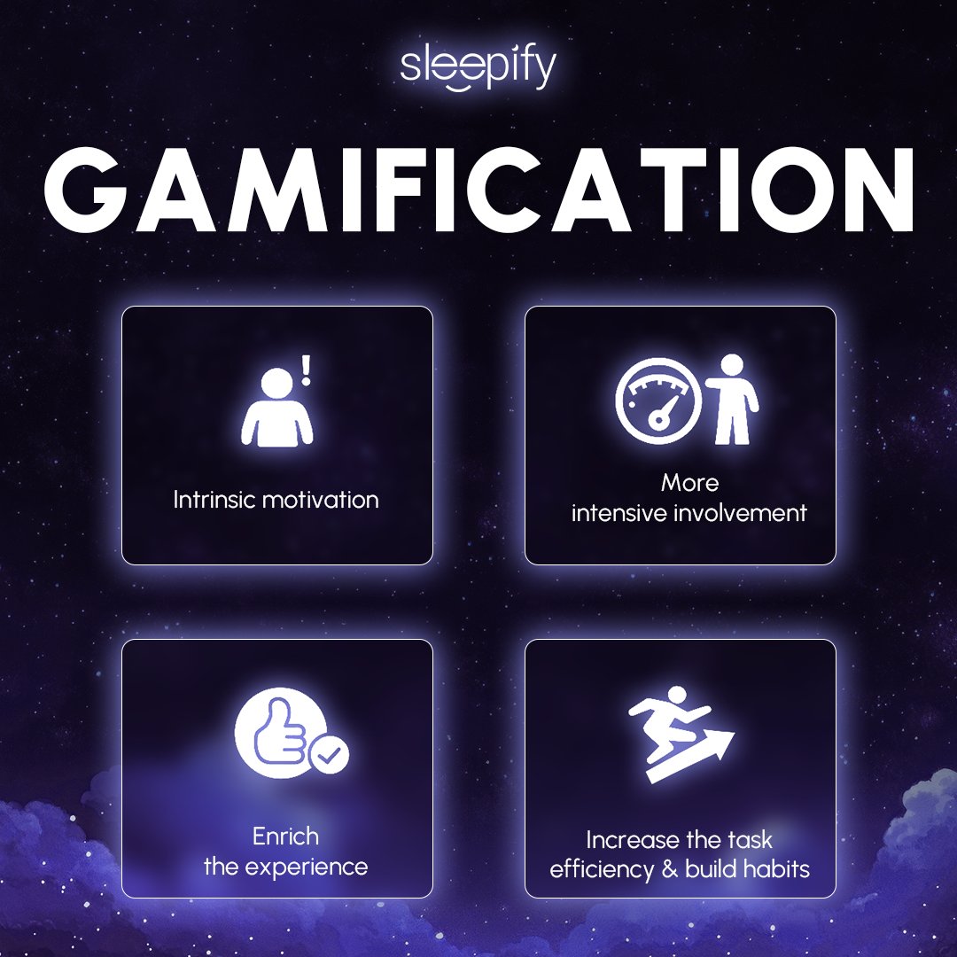 Studies reveal that people are 80% more likely to achieve their goals when rewarded for progress. 

Sleepify leverages this science by providing feedback &amp; rewards that turn good sleep into a fun, lasting routine.

Build new habits, improve your sleep, and get rewarded, all with