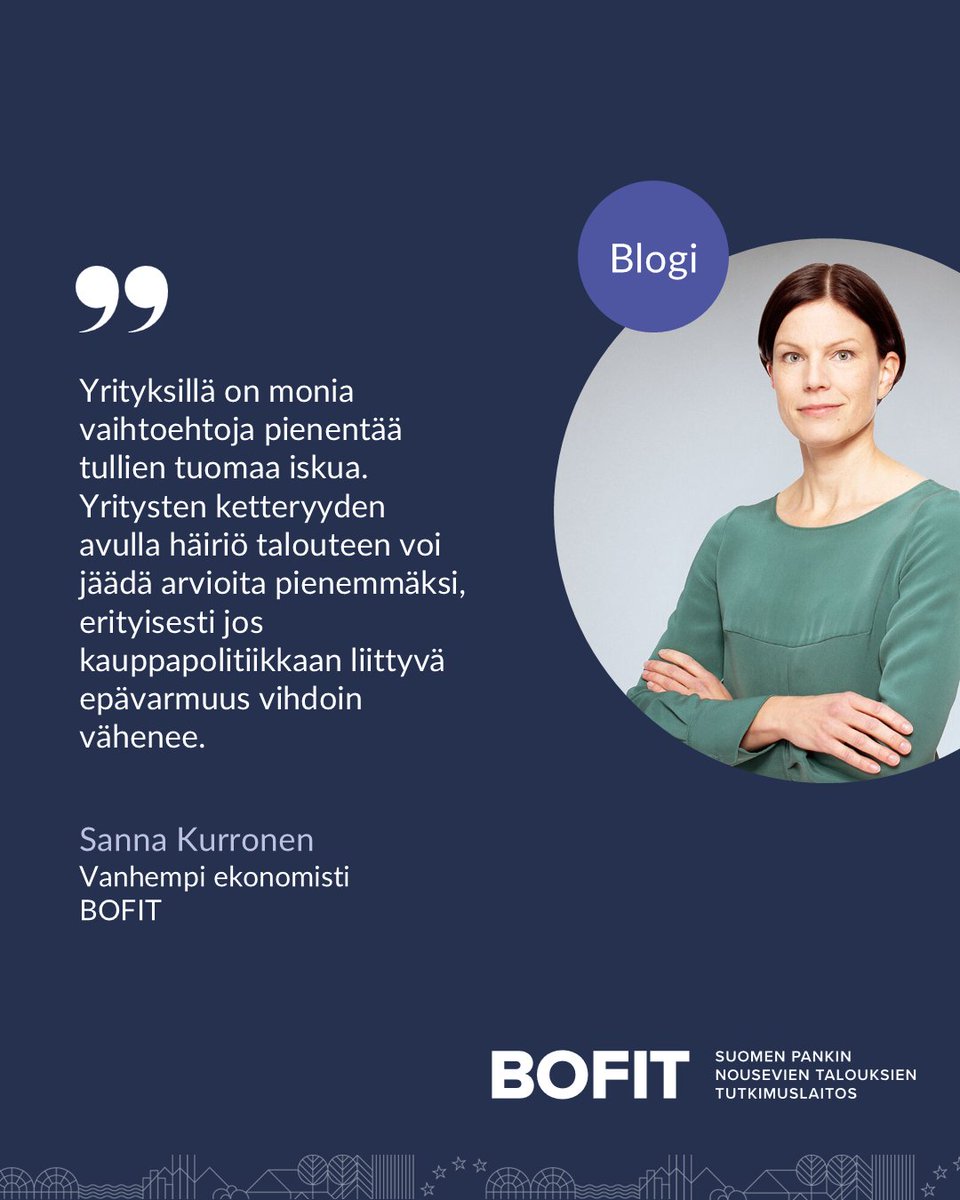 BOFIT (@bofitresearch) on Twitter photo Tullit muuttavat maailmankauppaa, mutta miten?
<a href="/KurronenS/">Sanna Kurronen</a> kirjoitti aiheesta blogin 🔗 eurojatalous.fi/fi/blogit/2025…
#tullit #Yhdysvallat #kauppasota #eurojatalous <a href="/SuomenPankki/">Suomen Pankki</a> Tullit muuttavat maailmankauppaa, mutta miten?
<a href="/KurronenS/">Sanna Kurronen</a> kirjoitti aiheesta blogin 🔗 eurojatalous.fi/fi/blogit/2025…
#tullit #Yhdysvallat #kauppasota #eurojatalous <a href="/SuomenPankki/">Suomen Pankki</a>