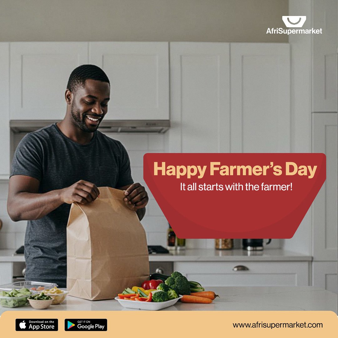Behind every fresh delivery is a hardworking farmer 🌾
This Farmer’s Day, we celebrate the hands that feed the nation.
Thank you for making healthy living possible—one harvest at a time. 🧑🏾‍🌾❤️
#HappyFarmersDay #Afrisupermarket #SupportLocal