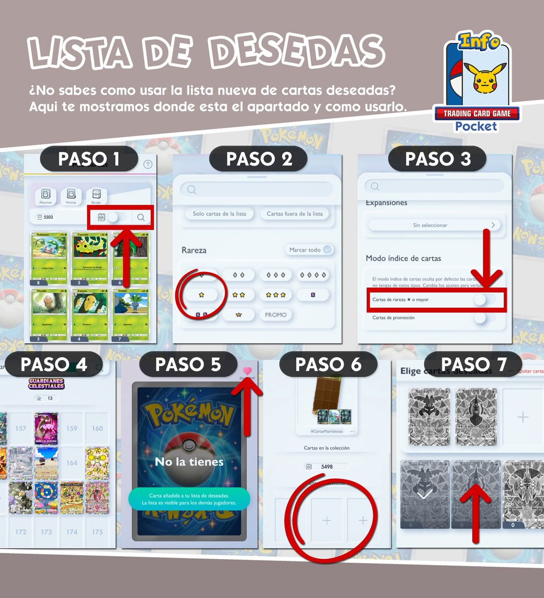Paso a paso de cómo usar el nuevo sistema de intercambio de cartas 

1️⃣. En la pantalla principal del juego selecciona el apartado de tu deck de cartas.

2️⃣. Activar la opción de "Vista General" y después abrir la lupa. 

3️⃣. Selecciona la rareza que buscas.

🧵👇