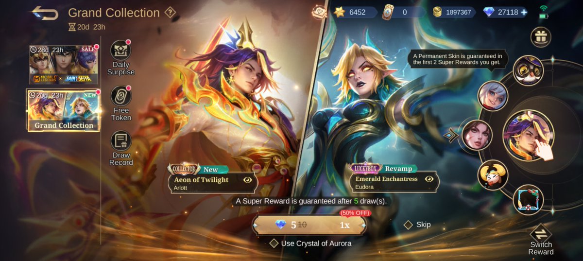 iamrealkazuki's tweet photo. 🔥 GRAND COLLECTION IS LIVE!
• Arlott – Aeon of Twilight (Collector)
• Eudora – Emerald Enchantress (Revamp)
• Alucard – Child of the Fall (Optimized)
⏳ 20 days left to draw!
📲 https://t.co/SbGoCNxxH2
#MLBB #ArlottCollector #EudoraRevamp #GrandCollection #MobileLegends https://t.co/ZNVw0dirdC