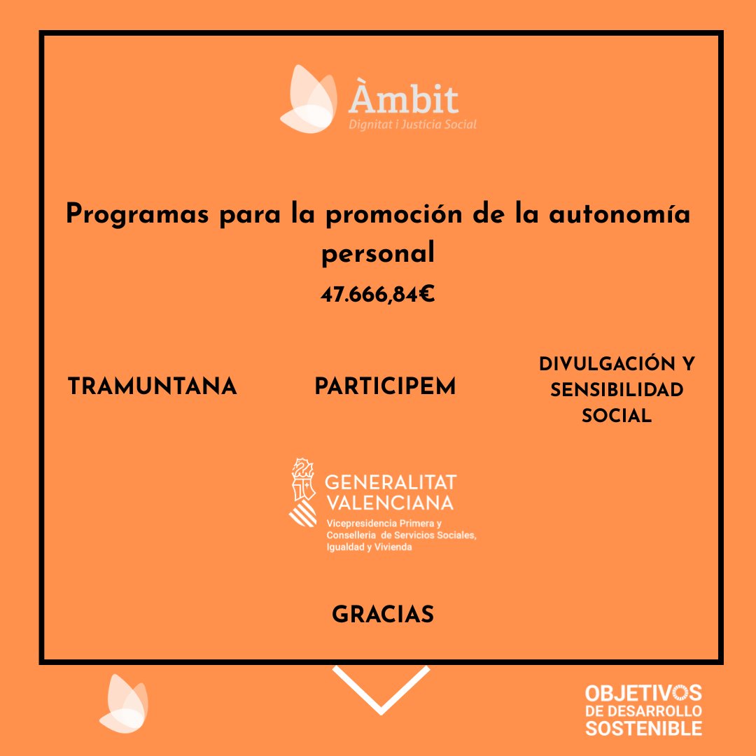 Fomentar y reforzar la autonomía es clave para favorecer la independencia y la dignidad de las personas con diversidad funcional, gracias a <a href="/GVAIgualtat/">GVAIgualtat</a>  por apoyar nuestros programas de promoción de la autonomía personal #Tramuntana #Participem #Divulgaciónysensibilización