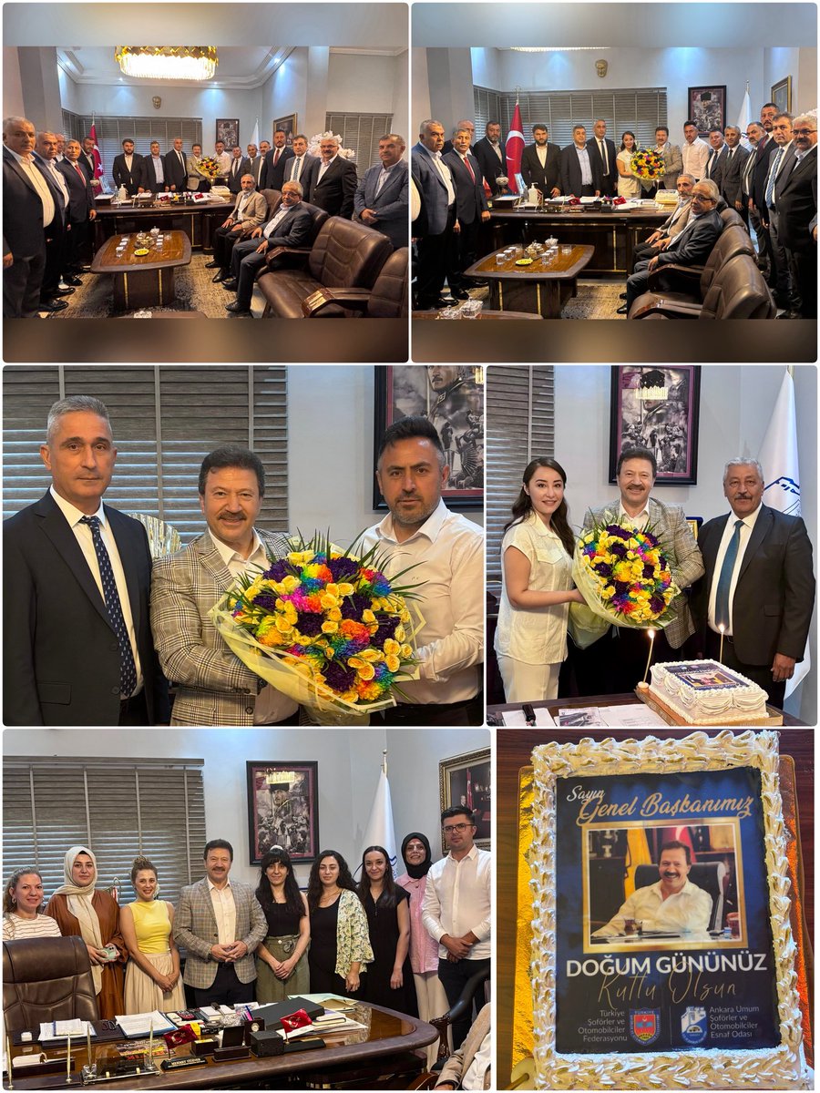 Doğum günümü kutlayan Ankara Umum Otomobilciler ve Şoförler Esnaf Odası yöneticilerimize ve personelimize hazırladıkları bu güzel sürprizleri, hediyeleri, iyi dilek ve temennilerinden dolayı teşekkür ediyorum. İyi ki varsınız; hep birlikte daha nice başarılı, mutlu, huzurlu ve