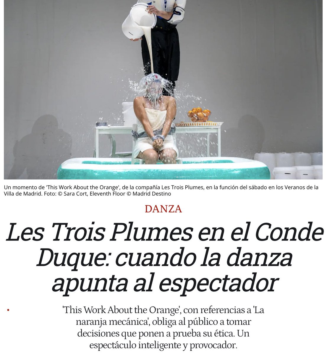 ED LOPEZ COLLAZO (@elcollazo) on Twitter photo 'This Work About the Orange', con referencias a 'La naranja mecánica', obliga al público a tomar decisiones que ponen a prueba su ética. Un espectáculo inteligente y provocador, un experimento que nos desvela quienes somos realmente <a href="/VeranosVilla/">Veranos de la Villa</a> 'This Work About the Orange', con referencias a 'La naranja mecánica', obliga al público a tomar decisiones que ponen a prueba su ética. Un espectáculo inteligente y provocador, un experimento que nos desvela quienes somos realmente <a href="/VeranosVilla/">Veranos de la Villa</a>