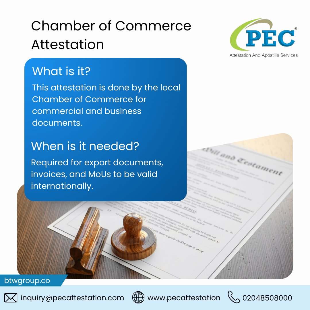pecattestation's tweet image. Going global? Don’t miss the Chamber of Commerce attestation—essential for export docs, Moues &amp;amp; invoices.

#pecattestationandapostille #BusinessDocs #Attestation #PECServices #ChamberOfCommerce #Didyouknow #instagood #foryourpage #knowledge