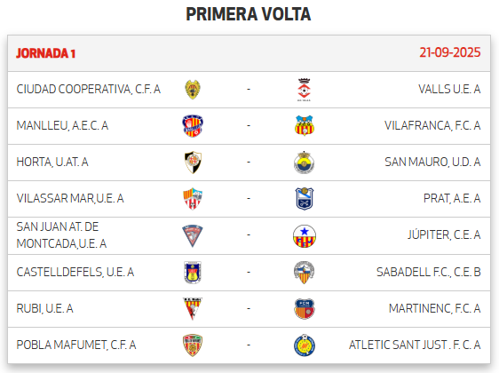 L'equip, que enguany jugarà la #LligaElit de la <a href="/FCF_CAT/">Federació Catalana de Futbol</a>, començarà oficialment la temporada 2025-26 al Xevi Ramon, davant l'<a href="/aeprat1945/">AE Prat</a>. Ho farà dissabte, 20 de setembre, a 2/4 de 8 de la tarda.