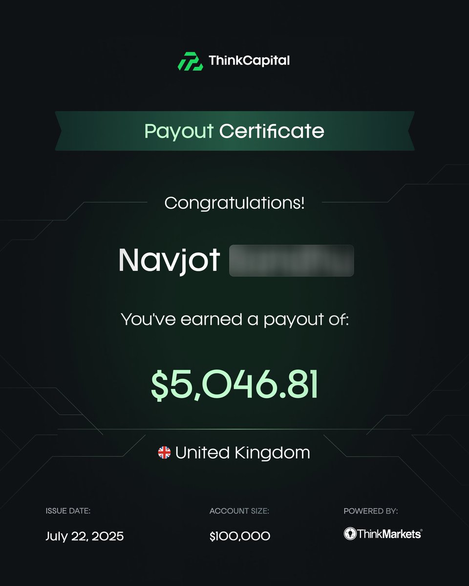 thinkcapitalcom's tweet image. Top 3 payouts just hit 💚

What’s your biggest payout ever? 💬👇
#ThinkCapital #PropTrading #GetFunded #TraderPayouts