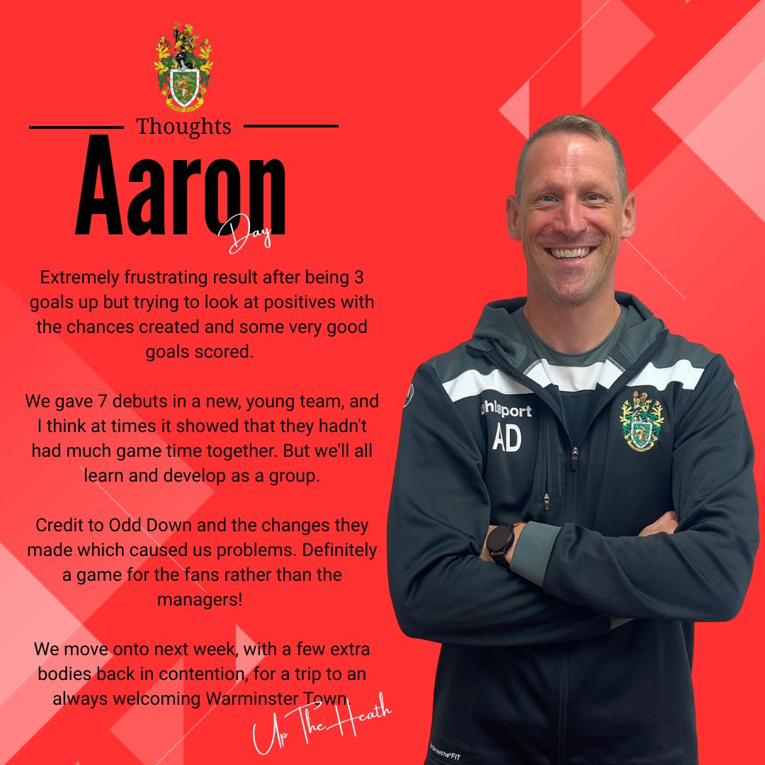 CadburyHeathFC's tweet photo. 💭 | 𝙏𝙝𝙤𝙪𝙜𝙝𝙩𝙨…

The thoughts from @arry_atb following Saturdays disappointing draw with @Odd_DownAFC &amp; turning thoughts to @WarminsterTnFC this weekend.

#UpTheHeath🔴⚪️ | @westcountryfb @NL_Bible @NonLeaguePaper https://t.co/0iqnXFpnws