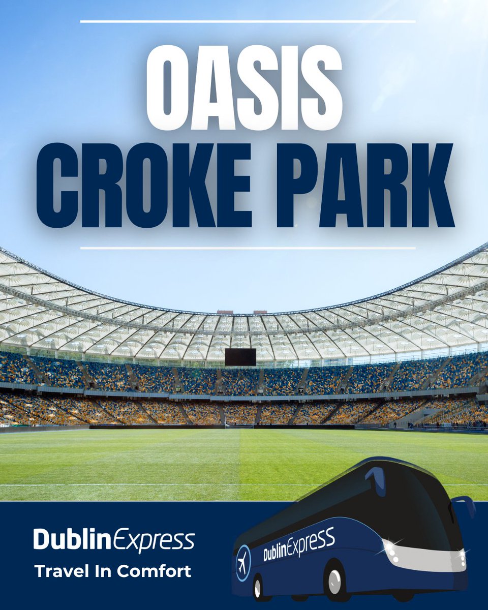 Going to Oasis in Dublin? Seats are selling FAST!🚌⚡

🚨Limited availability so don’t wait, the last few seats are up for grabs!

Book now to travel to Dublin, in comfort, with Dublin Express!🚌

#OASIS #LastSeats #DublinExpress #CrokePark