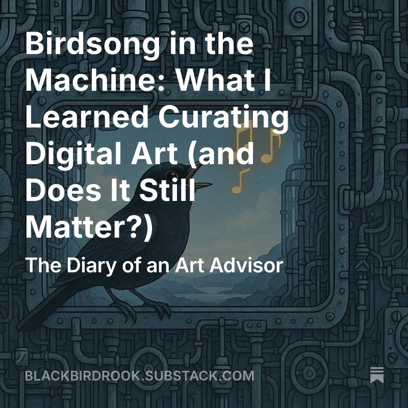 Blackbird Rook (@gregcorbeau) on Twitter photo What comes after the gold rush? Now that the dust has settled, a question remains: what is digital art actually for?
open.substack.com/pub/blackbirdr…
#DigitalArt #ContemporaryArt #PostNFTEra #CryptoArt #BlackbirdRook #DigitalCurating What comes after the gold rush? Now that the dust has settled, a question remains: what is digital art actually for?
open.substack.com/pub/blackbirdr…
#DigitalArt #ContemporaryArt #PostNFTEra #CryptoArt #BlackbirdRook #DigitalCurating