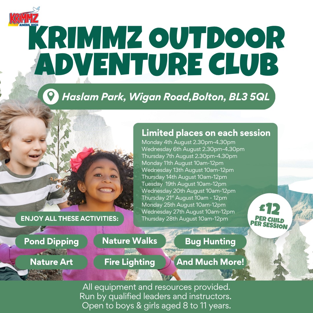 Introducing our Outdoor Adventure Club 🌳🪵

📍 Haslam Park, BL3 5QL

Perfect for curious minds and little explorers. Book your spot and let the adventures begin! krimmz.org.uk/outdoor-activi…
