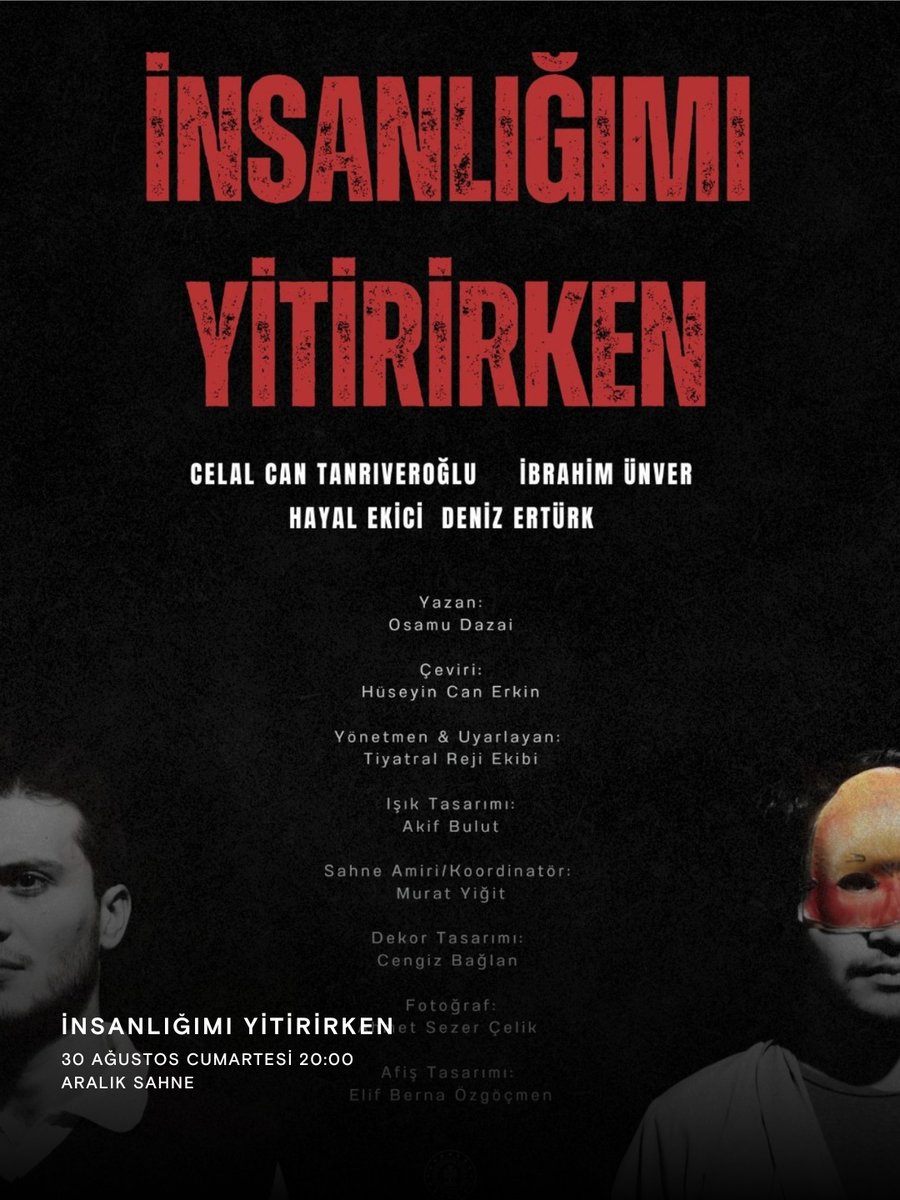 Yitirilmiş insanlık ve anılar. 🎭

Bu tiyatro kaçmaz diyorsan Mobilet’te yerin hazır! 🎫 

#Mobilet #Etkinlik #Ankara #Çankaya #Tiyatro #AralıkSahne #İnsanlığımıYitirirken 

mobilet.com/tr/event/insan…