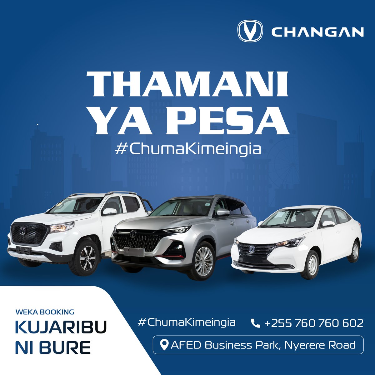 Changan_TZ's tweet photo. Magari yenye muonekano wa kisasa, matumizi nafuu ya mafuta, na teknolojia ya kisasa - bila kukuliza mfuko.

Changan inakupa thamani halisi kwenye kila safari. https://t.co/K3eKv7Kvgz