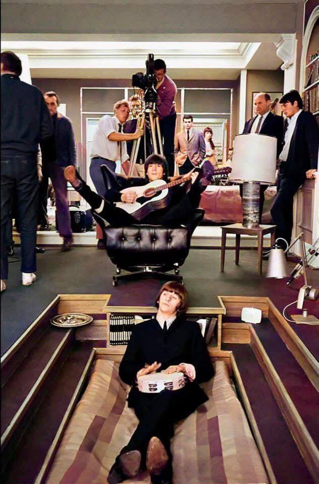 Behind the scenes filming Help! at Twickenham Studios, May 1965.