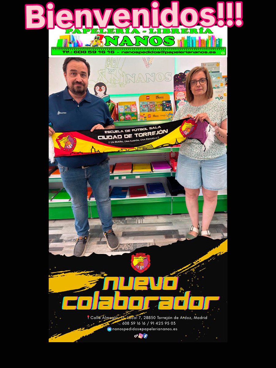 Papelería Nanos se une a la familia EFS Ciudad de Torrejón. En breve anunciaremos por los canales habituales de información de la escuela los descuentos que los alumn@s podrán obtener en material escolar.