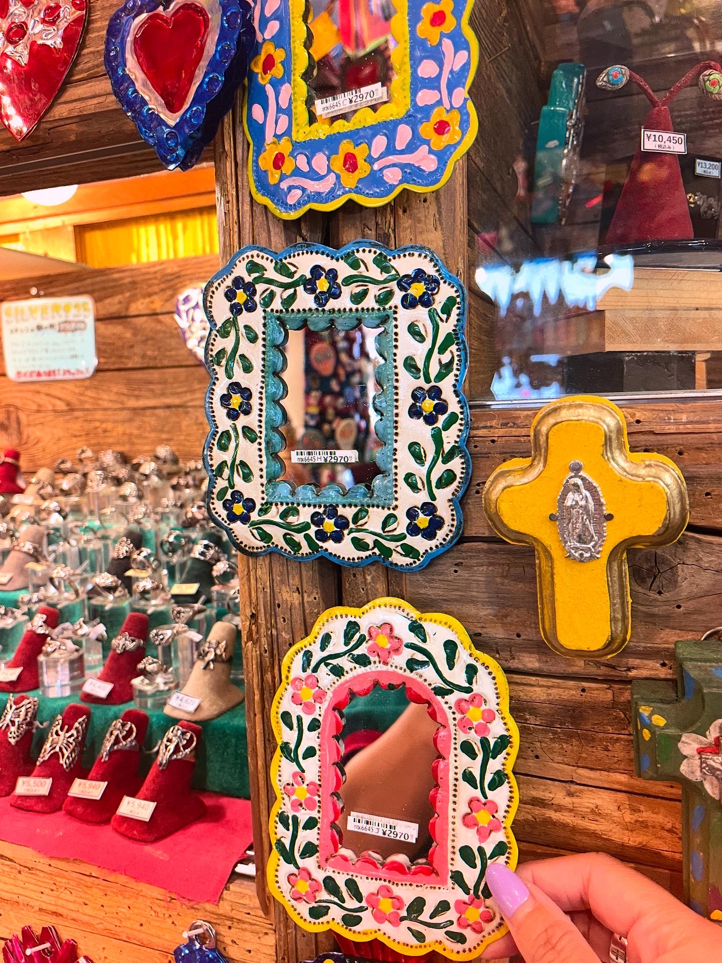 HECHO EN MEXICO ブリキ壁掛けミラー HECHO EN MEXICO ブリキ壁掛けミラー