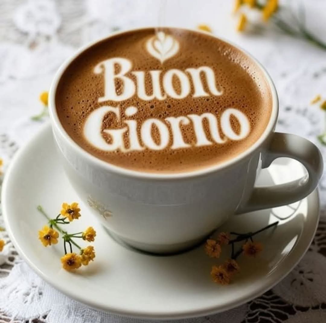 Buongiorno ☕ e buon inizio di settimana a tutti voi 😘🥰🌞🏖️👏🌹🍉☕🌿💛🌹💐