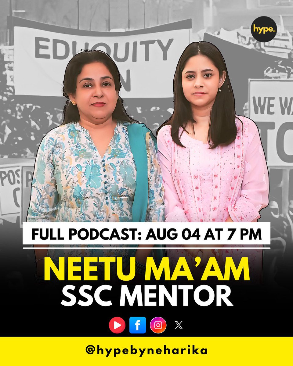 HypeByNeharika (@hypebyneharika) on Twitter photo 🔥 “System fail ho raha hai, students nahi!” 😡
Neetu Ma’am EXPOSES the shocking SSC exam mismanagement 💥
🎙️ Full Podcast drops AUG 04 at 7PM!
📢 Tag every SSC aspirant. This one’s for YOU!
#SSCProtest #NeetuMam #ssccgl #sscmismanagement <a href="/NeetuSingh202/">Neetu Singh</a> 🔥 “System fail ho raha hai, students nahi!” 😡
Neetu Ma’am EXPOSES the shocking SSC exam mismanagement 💥
🎙️ Full Podcast drops AUG 04 at 7PM!
📢 Tag every SSC aspirant. This one’s for YOU!
#SSCProtest #NeetuMam #ssccgl #sscmismanagement <a href="/NeetuSingh202/">Neetu Singh</a>