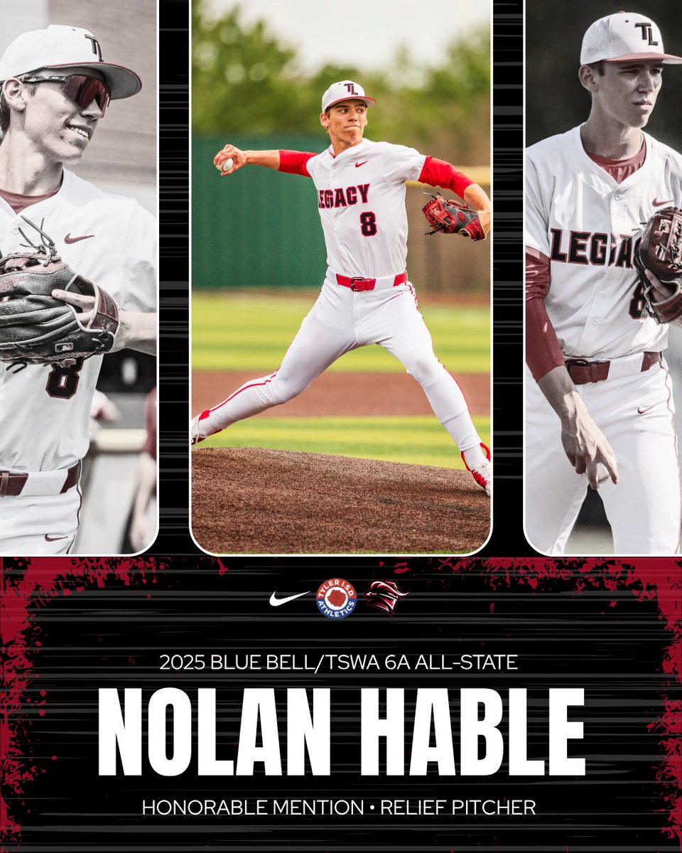Join us in congratulating two of our Red Raiders for being named to the Blue Bell/TSWA 6A All-State Team!

Simeon Garner — Honorable Mention, First Base (.317/.478/.547, 5 HR, 34 RBI)

Nolan Hable — Honorable Mention, Relief Pitcher (4-1, 2.30 ERA, 31.1 IP, 45 K)