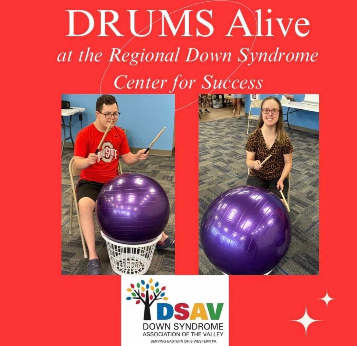 Join us at DSAV tonight for DRUMS ALIVE!
August 4, 18
6-6:45pm 
McKenzie Sella from Limitless Dance leads a low impact, high energy workout. Recommended for Ages 12+. Register at DSAV.org