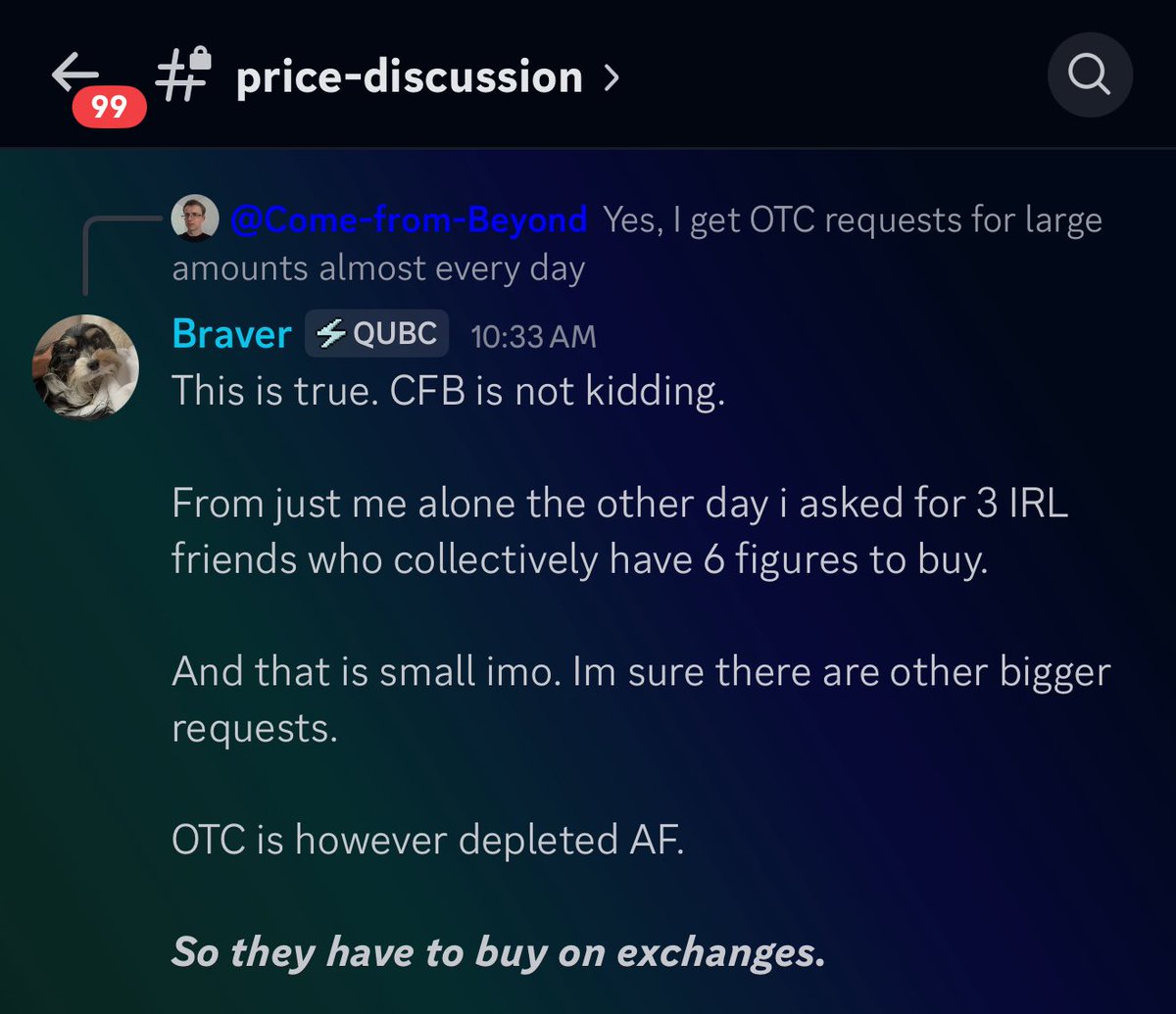 $QUBIC buy pressure is going to be legendary on this upcoming run.

The biggest crypto alt season of the last few years is finally around the corner.

Hope you are prepared.

‘They have to buy on exchanges.’