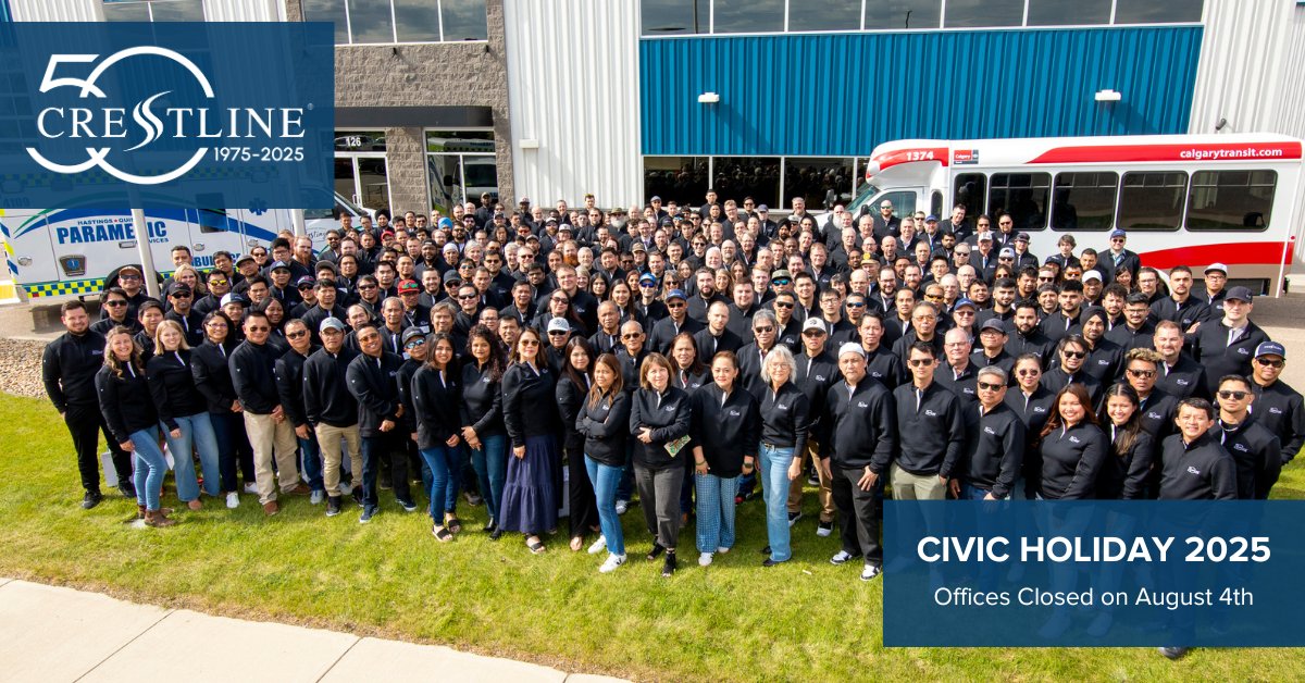 Today, Monday, August 4, our entire Crestline team is taking a well-deserved break to enjoy an extra day of rest with loved ones.
Please note that our office and Customer Care Centre will reopen tomorrow, Tuesday, August 5, with regular hours.
#CivicHoliday #Canada #TeamCrestline
