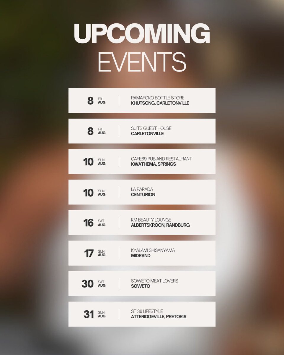 Booked and busy during Women’s Month, celebrating the incredible women that we are! 👏🏾

Save the dates 🎧

To book me: ntombiphiri@gmail.com