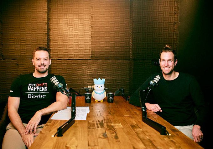 Sam Blackshear and podcast host in a recording studio