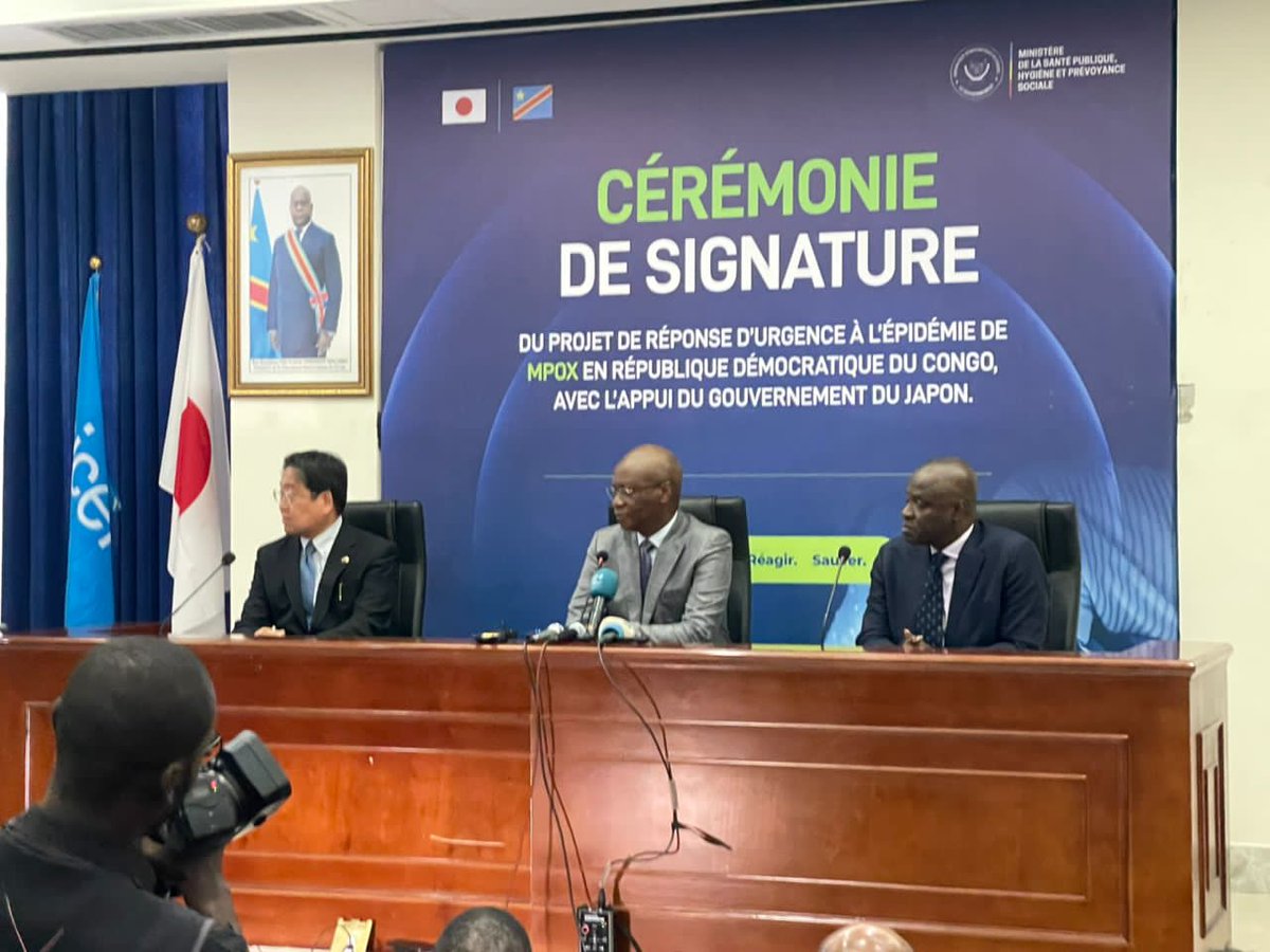 #RDC : la signature officielle de l'accord pour le projet de réponse d’urgence à l’épidémie de Mpox (variole simienne) en République démocratique du Congo (RDC) avec le soutien du gouvernement du Japon et la mise en œuvre de l’UNICEF (Fonds des Nations Unies pour l'Enfance), a