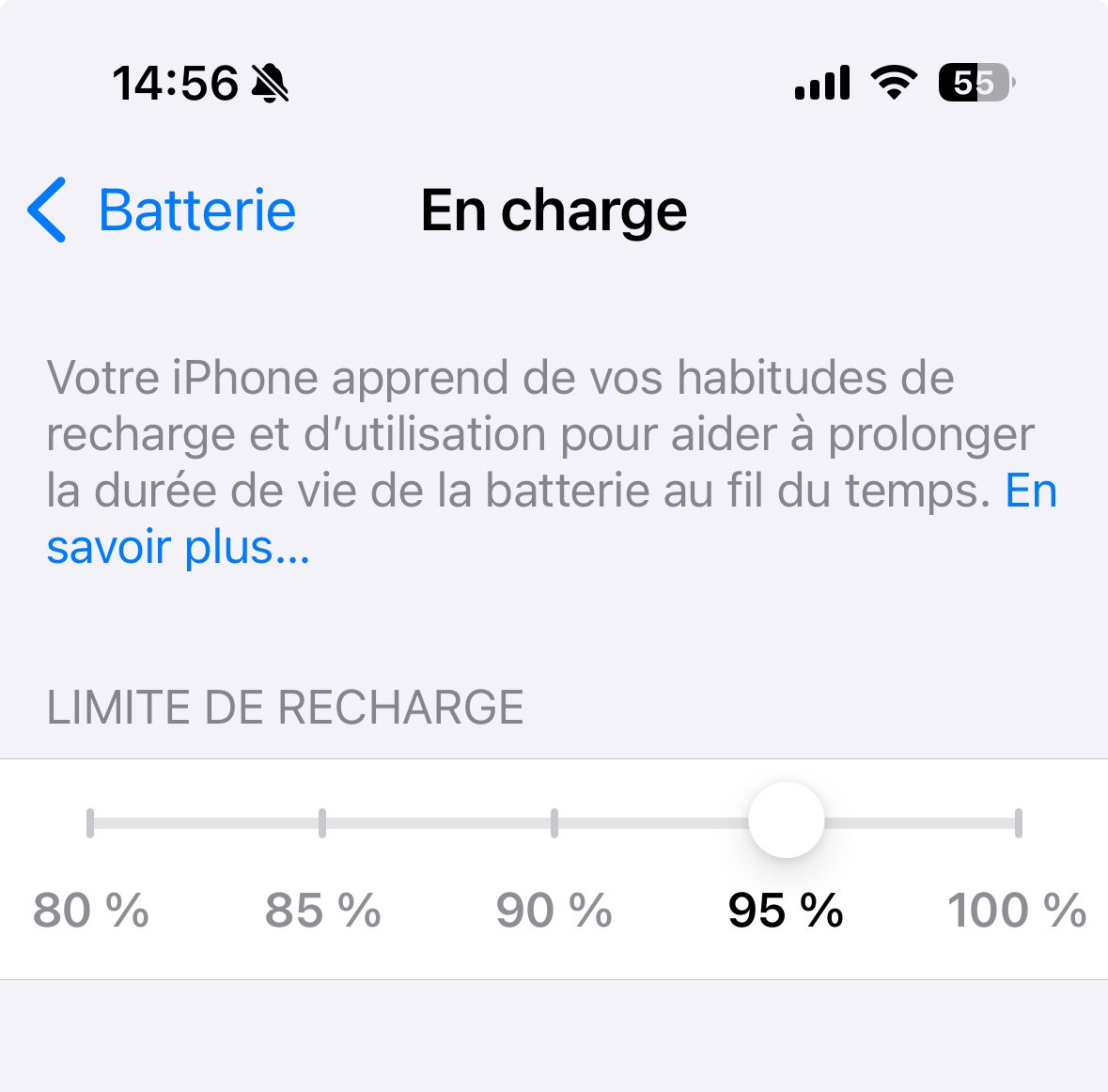 Activer la limite de charge sur ton iPhone permet à ce dernier de conserver son niveau de batterie et la durée de vie. Apple >>