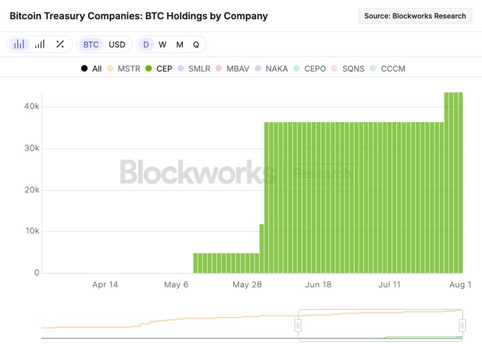Bitcoin Treasury Companies: BTC Holdings by Company chart