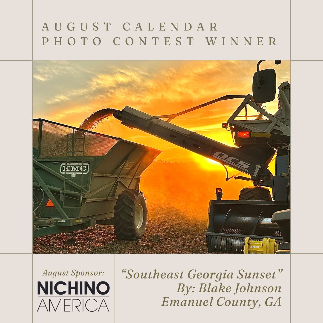 The 2025 GPC Calendar features farm images from across the peanut belt in Georgia. The August winner was Blake Johnson of Emanuel County with the image “Southeast Georgia Sunset”!

🌟Special thanks to Nichino for sponsoring this month. Learn more at nichino.net 📷🥜