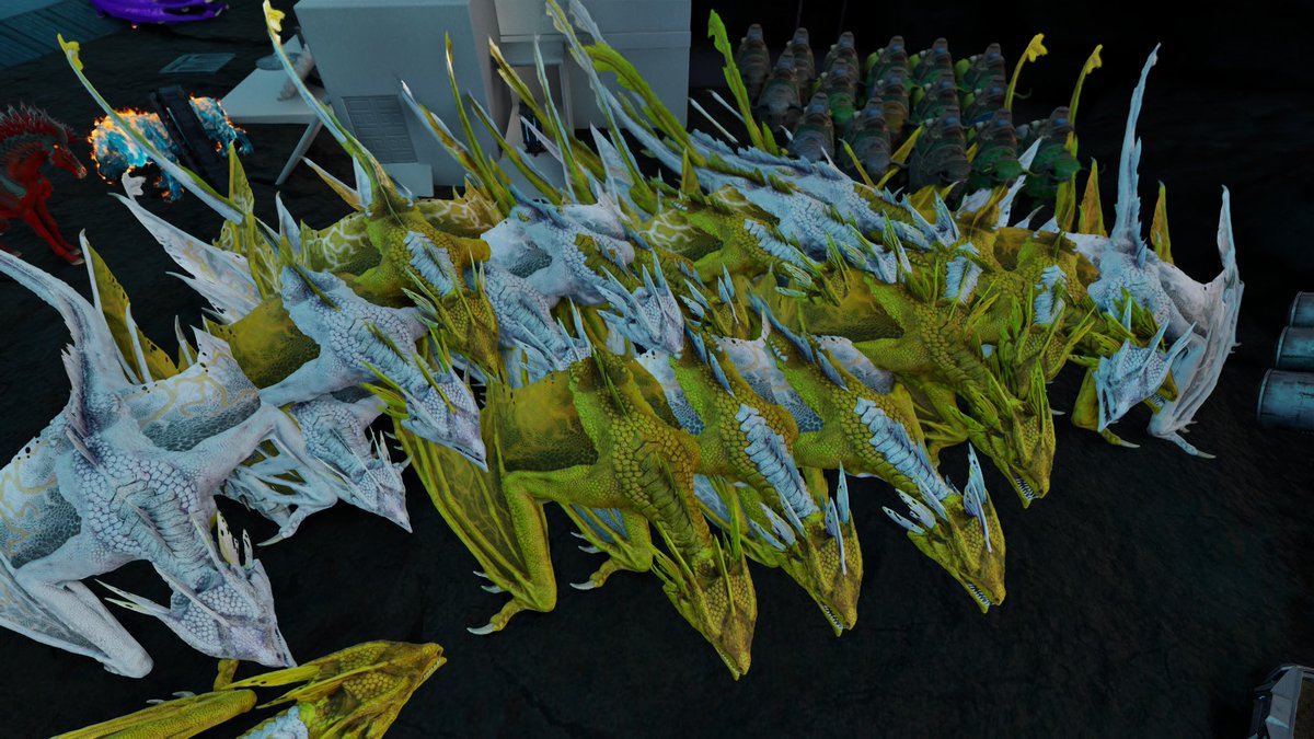 ArkHeyhey's tweet image. 週末2倍はバイソンテイムしたりマンティコアに向けてライトニング育てたり💪
バイソンさんのお陰で今まで億劫だったワイバーンブリがこんなにも楽に🤤
最近サボり気味で肉もベリーもストックが枯渇して来た🫠
カート菜園用の温室ガレージ作らないと、、OSDで肉集めないと、、でもねむた、、、、😪😪😪