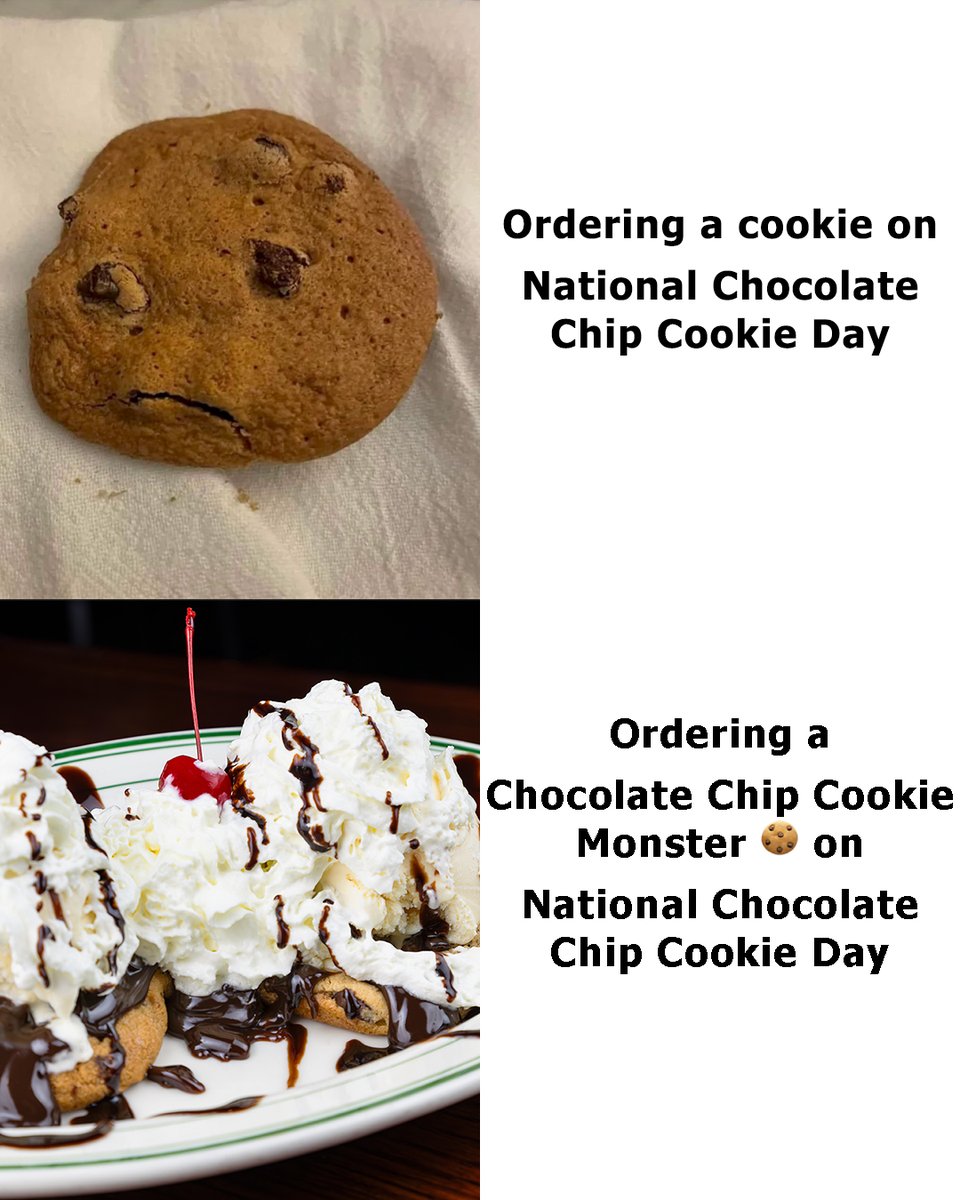 No one deserves the sad cookie.... Treat yourself to the Cookie Monster you deserve 🍪✨
.
.
.
.
#nationalchocolatechipcookieday #chocolatechipcookiemonster #desserts #cookie