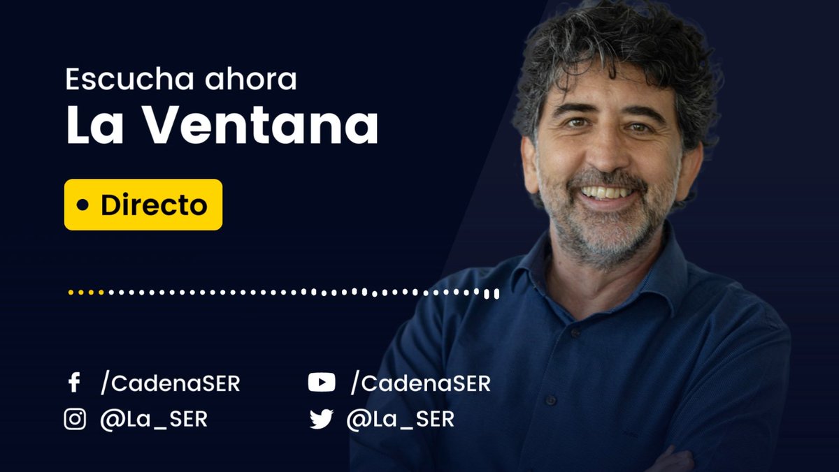 La Ventana (@laventana) on Twitter photo 🔴 ¡Abrimos #LaVentana con <a href="/RafaelPanadero/">Rafa Panadero</a>!
👉 Repasamos la actualidad con <a href="/marinamarroqui/">Marina Marroqui Esclapez</a>, Matías Vallés y <a href="/ArturoLezcano/">Arturo Lezcano</a>
📻 En directo: cadenaser.com 🔴 ¡Abrimos #LaVentana con <a href="/RafaelPanadero/">Rafa Panadero</a>!
👉 Repasamos la actualidad con <a href="/marinamarroqui/">Marina Marroqui Esclapez</a>, Matías Vallés y <a href="/ArturoLezcano/">Arturo Lezcano</a>
📻 En directo: cadenaser.com