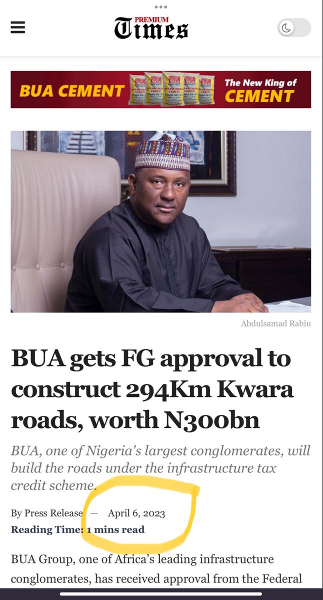ishakaa's tweet photo. ANOTHER T-PAIN PROPAGANDA BUSTED 🚨‼️🚨‼️🚨‼️🚨‼️🚨‼️

Dear @otegaogra 

There you go again, this is a lie from the pit of hell, this project was awarded by Baba Buhari in April of 2023 to @BUACement under the innovative infrastructure tax credit scheme of that administration 

It’s obvious the undisclosed resolution of the “propaganda summit” held at the State House in the last two days was to double down on the regime policy of revisionism and stealing the projects of the last administration of Baba Buhari

Yesterday it was pa @aonanuga1956 that tried to claim the Energizing Education Programme of Baba Buhari rolled out in 2016 which has achieved tremendous results at many universities, hospitals and markets

Just be rest assured that I will continue to vigorously expose the T-Pain regime lies, misinformation, disinformation, revisionism, fake news and propaganda even if other patriotic Nigerians are passive about that

The T-Pain regime attempts at “canceling” Baba Buhari will fail spectacularly, take this to the bank

Renewed Hope Agenda kee una there

@NGRPresident 
@FMINONigeria 
@HMMohammedIdris 
@SundayDareSD 
@TheTope_Ajayi