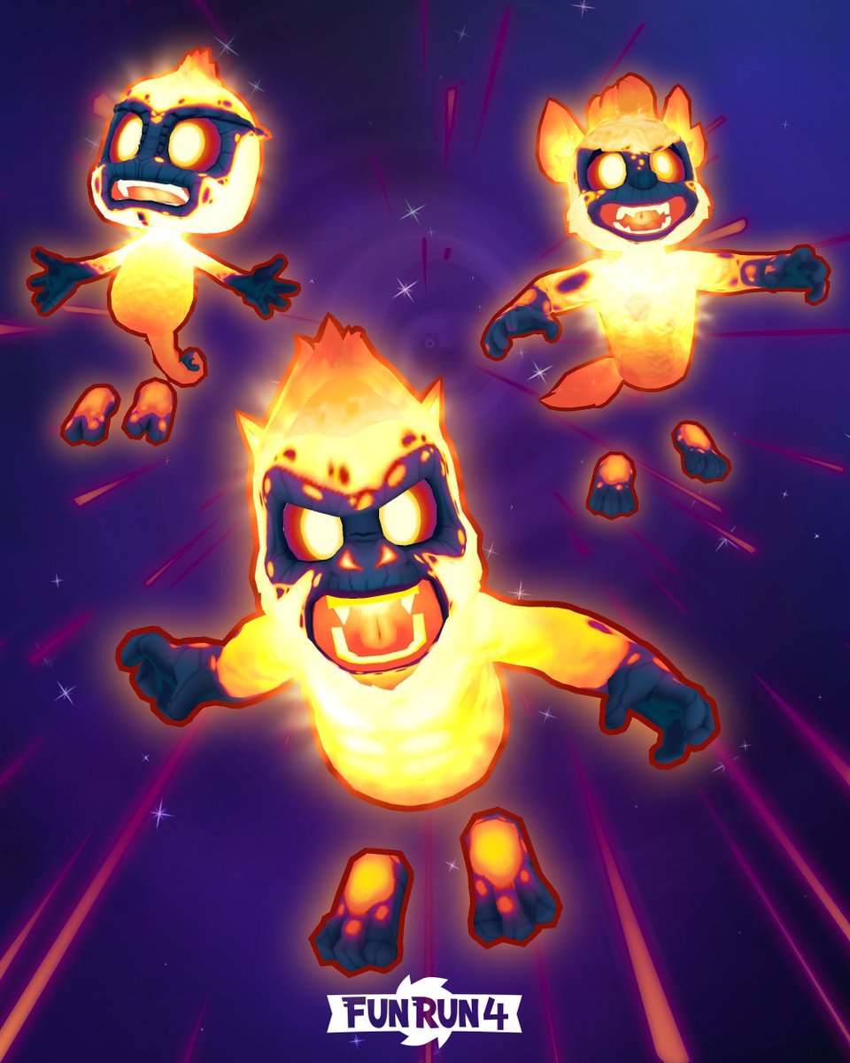 TheFunRun's tweet image. As the Cosmic Cascade continues, three Magmaray champions blaze down from orbit-  prepare for some hot competition!

New skins available now.

#Magma #hot #Funrun