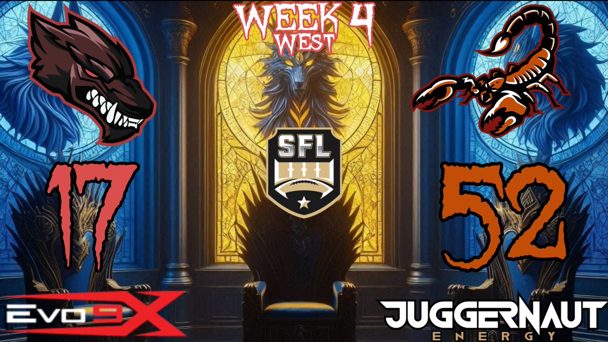 Los Angeles Lycans (@sfl_lycans) on Twitter photo <a href="/simulationfl/">Simulation Football League</a> Week 4 GameDay - West Division Edition Final
<a href="/SFL_Lycans/">Los Angeles Lycans</a>: 17
<a href="/SFLArizona/">Arizona Scorpions</a>: 52
Not discouraged. 1-2. Next, we travel to Vancouver to face the <a href="/VancouverLegion/">Vancouver Legion</a>.
#MakeAnImpact #HowlAtTheMoon #LycAngeles #NewMoon #CTN #ChangeTheNarrative #Evo9X #becomeunstoppable #Szn25 <a href="/simulationfl/">Simulation Football League</a> Week 4 GameDay - West Division Edition Final
<a href="/SFL_Lycans/">Los Angeles Lycans</a>: 17
<a href="/SFLArizona/">Arizona Scorpions</a>: 52
Not discouraged. 1-2. Next, we travel to Vancouver to face the <a href="/VancouverLegion/">Vancouver Legion</a>.
#MakeAnImpact #HowlAtTheMoon #LycAngeles #NewMoon #CTN #ChangeTheNarrative #Evo9X #becomeunstoppable #Szn25