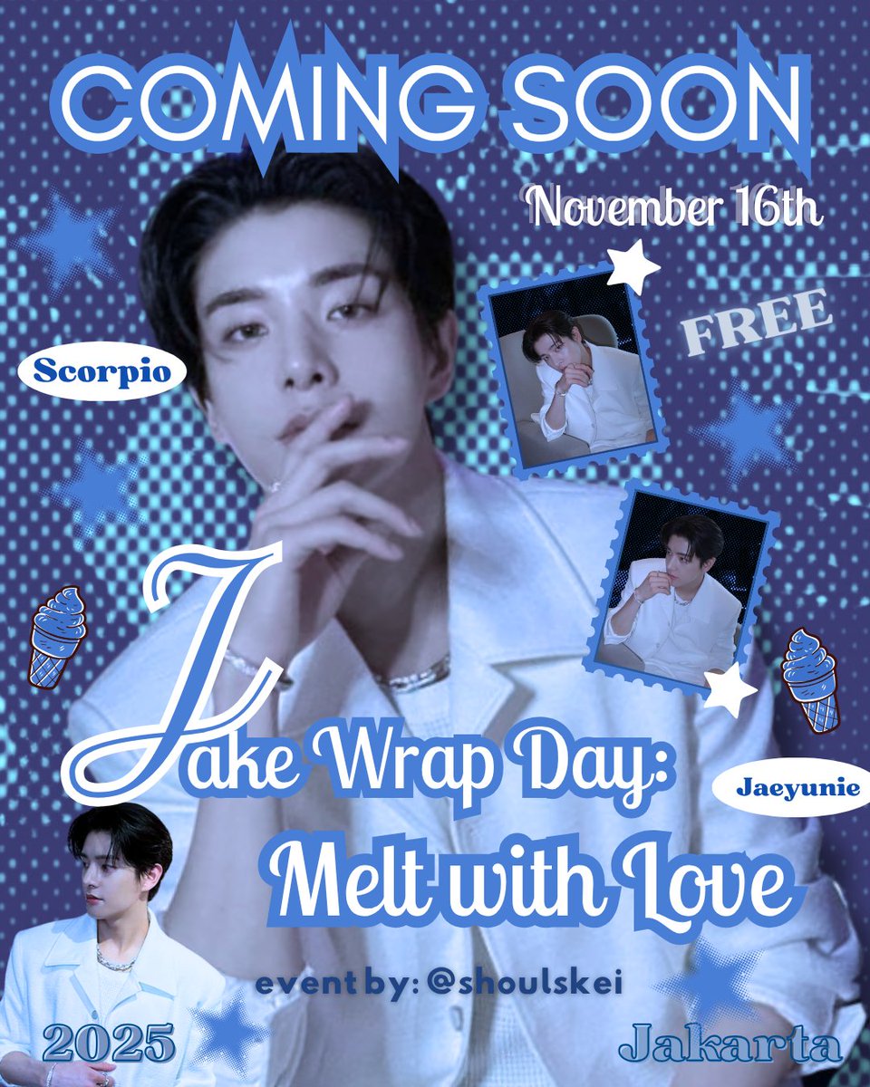 𝒥eje ✮ kinda ia (GA ON PINNED) (@shoulskei) on Twitter photo Jake Wrap Day: Melt with Love is coming soon! 🍞🍦
Celebrating Jake’s special day with something sweet in Jakarta.
Wanna join & get freebies? Limited slots available — stay tuned for the form!
event by: <a href="/shoulskei/">𝒥eje ✮ augustuck</a> Jake Wrap Day: Melt with Love is coming soon! 🍞🍦
Celebrating Jake’s special day with something sweet in Jakarta.
Wanna join & get freebies? Limited slots available — stay tuned for the form!
event by: <a href="/shoulskei/">𝒥eje ✮ augustuck</a>