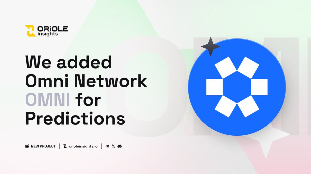 Oriole Insights (@orioleinsights) on Twitter photo ๐ก <a href="/OmniFDN/">Omni Network</a> $OMNI has been listed on <a href="/OrioleInsights/">Oriole Insights</a> for price movement predictions!
Share your insights on the $OMNI price movement. Will the price go up or down?
๐ app.orioleinsights.io/projects/omni-โฆ
๐ About #Omni Network
Omni Network is a Layer 1 blockchain that unifies @Ethereum ๐ก <a href="/OmniFDN/">Omni Network</a> $OMNI has been listed on <a href="/OrioleInsights/">Oriole Insights</a> for price movement predictions!
Share your insights on the $OMNI price movement. Will the price go up or down?
๐ app.orioleinsights.io/projects/omni-โฆ
๐ About #Omni Network
Omni Network is a Layer 1 blockchain that unifies @Ethereum