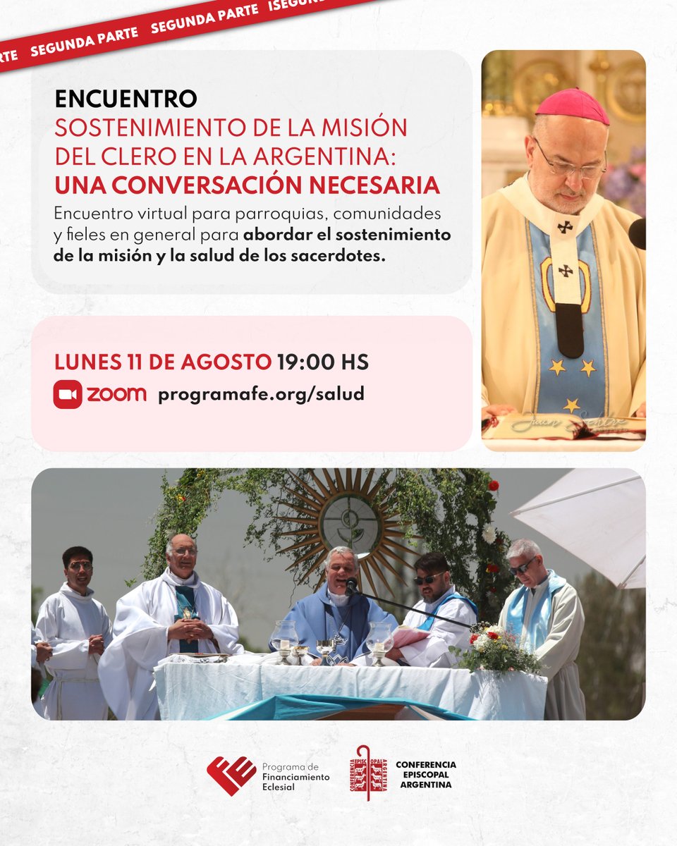 🙌 ¡Vuelve el Encuentro del Sostenimiento de la misión del Clero en la Argentina! 

Los invitamos a una nueva edición para reflexionar juntos sobre el sostenimiento de la misión de nuestros sacerdotes.

📅 Lunes 11 de agosto
🕢 A las 19:00
🔗 Inscribite en programafe.org/salud