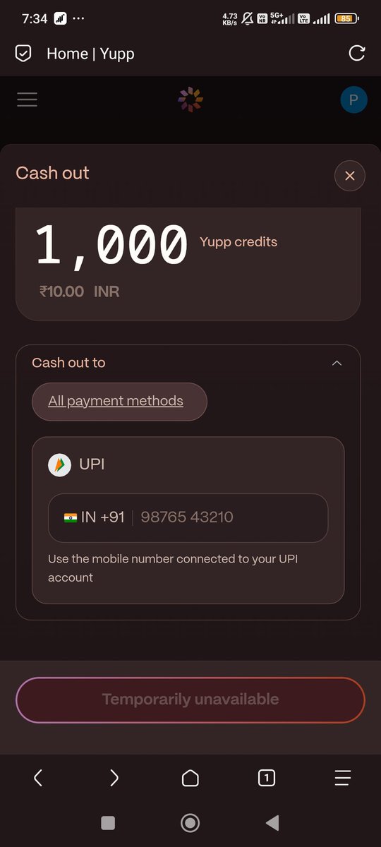 Starboy1786750's tweet photo. @yupp_ai The cash out problem has become old now, the option to enter the number is not coming and it is not clicking

@yupp_ai https://t.co/QWGLQ4sYdr