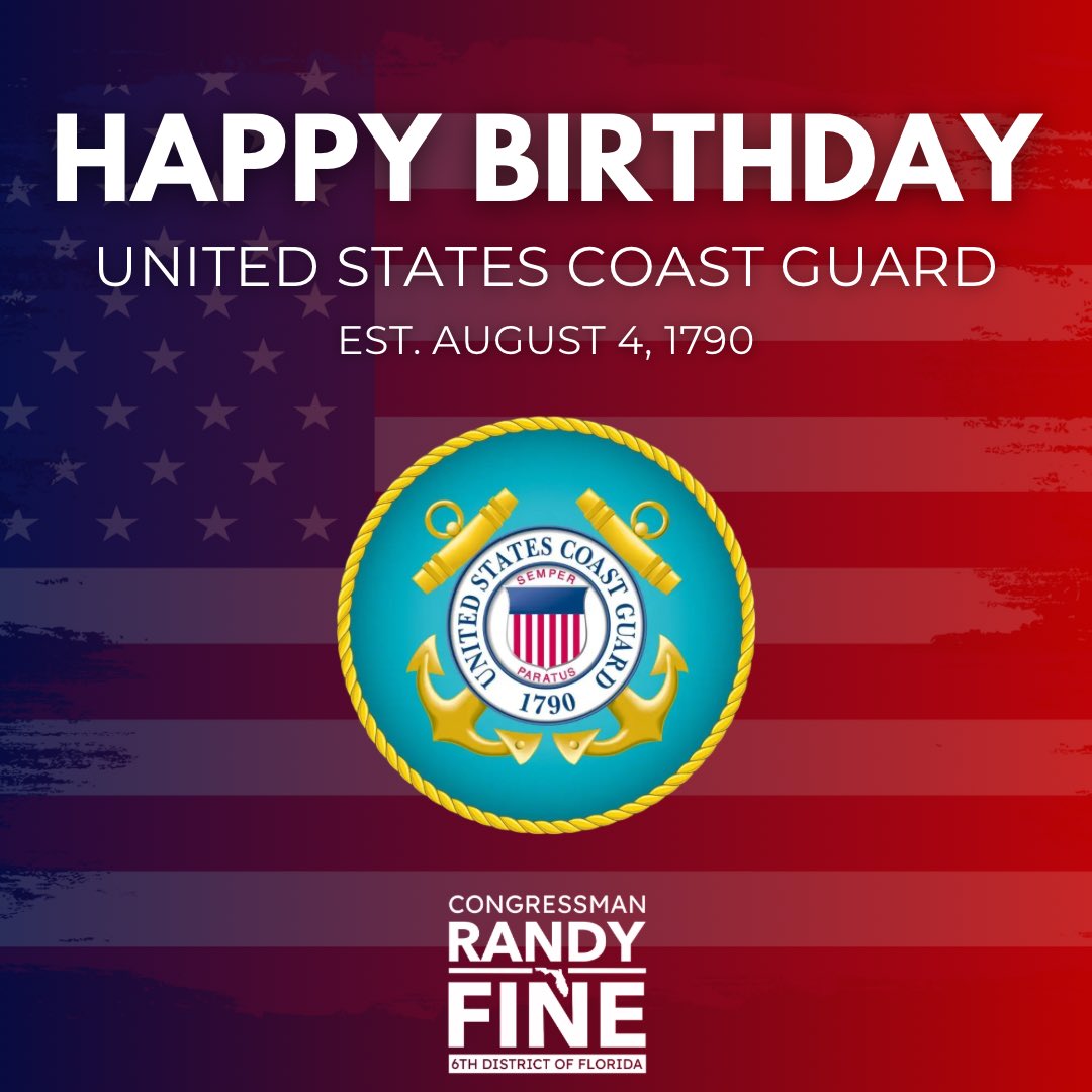 Happy 235th Birthday to the United States Coast Guard! 

I am grateful to all of the brave men and women out there protecting Florida’s and the nation’s shores from foreign criminal aliens and cartel terrorists.