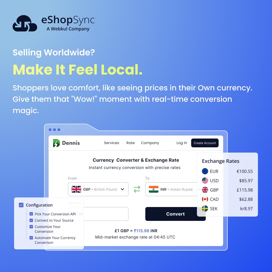 eshopsync's tweet image. Go Global Without Confusion!💁‍♂️
Tired of losing customers due to unclear pricing in foreign currencies? Welcome our
#SalesforceAdvancedLiveCurrencyConverter

Explore eshopsync.com/advance-live-c…

Visit👉eshopsync.com for more advanced product 🤝

#WooCommerce #eShopSync