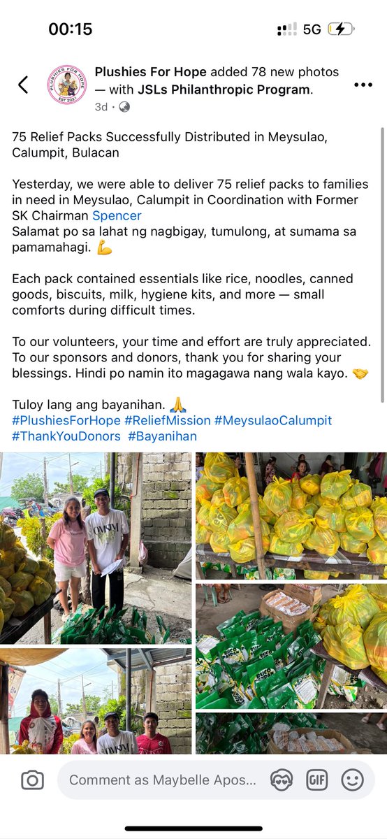 jslsprogram's tweet image. #JSLsProgramProofs | JSLs contribute to relief distribution by Plushies For Hope to storm-hit families in Bulacan

Full report here: sites.google.com/view/jslsprogr…