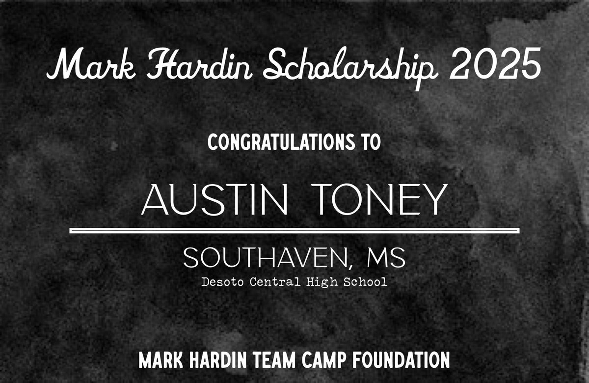 Wanted to announce and congratulate Austin Toney on being the 2025 recipient of our Mark Hardin Scholarship! Austin is the son of long time official Anthony Toney. Austin graduated from Desoto Central and is attending Northwest Community College in Senatobia, MS.